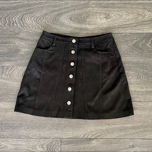 Black Suede Skirt with Buttons